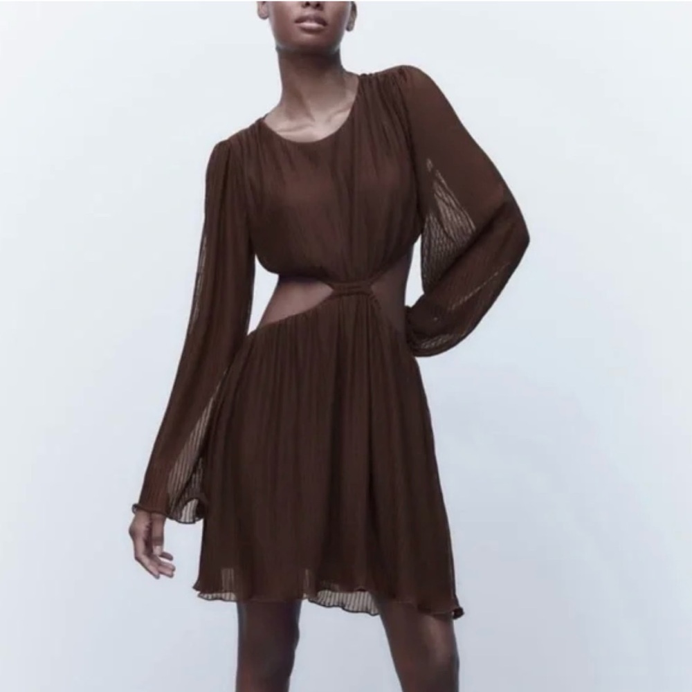 Zara cutout pleated mini dress